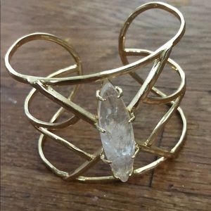 Stella & Dot Gold Cuff with Clear Stone